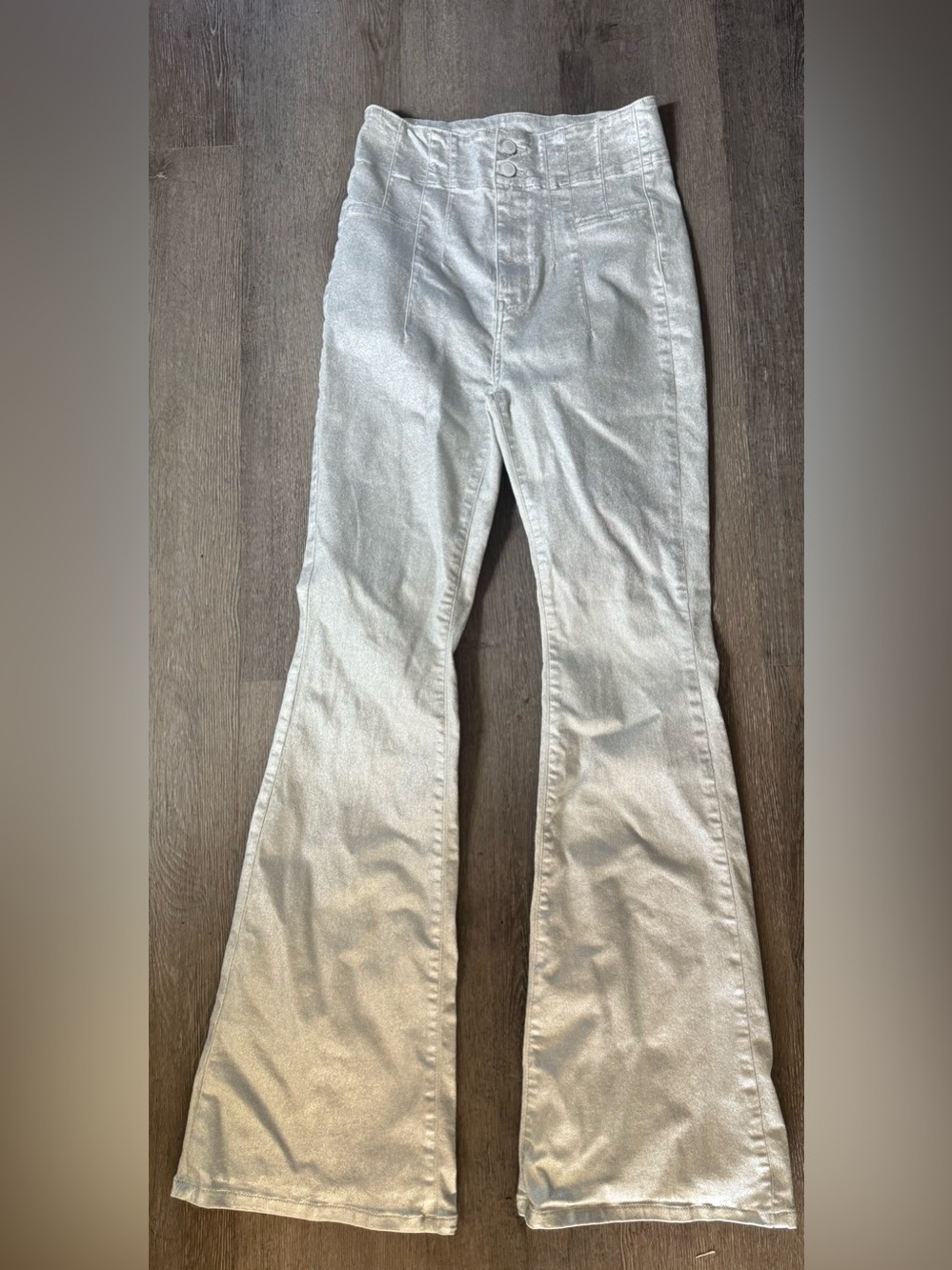 Free People We The Free Jayde Metallic Flare Jeans - Picture 3 of 7